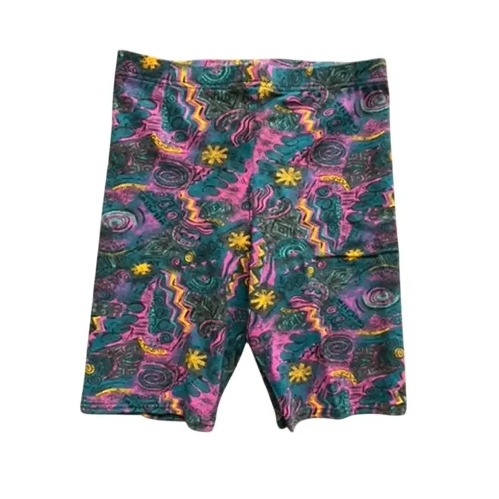 Vintage 80s 90s Tight End San Francisco Abstract Floral Bike Shorts Cotton M